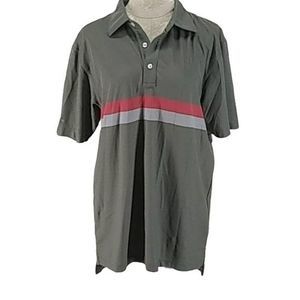 Dunning Golf Men's Gray Colorblock Striped Short Sleeve‎ Polo Shirt Size Large